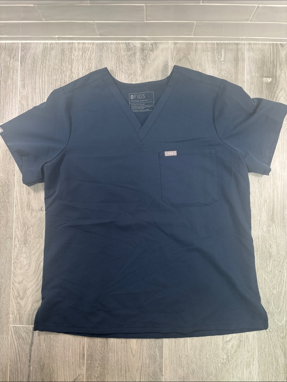 FIGS Womens Navy Blue Catarina V-Neck Scrub Top Medical Workwear